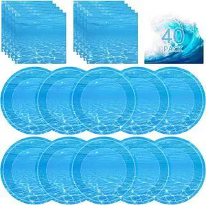 40 Pcs Ocean Plates and Napkins Sets - Under The Sea Party Supplies Tableware, Blue Disposable Paper Plates and Napkins Kit for Summer Ocean Themed Party Decorations Birthday Table Decor, Serves 20 40 Pcs Ocean Plates and Napkins Sets - Under The Sea Party Supplies Tableware, Blue Disposable Paper Plates and Napkins Kit for Summer Ocean Themed Party Decorations Birthday Table Decor, Serves 20