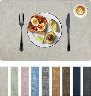 Placemats Set of 6 Faux Leather Heat Resistant Tables Mats Waterproof Oilproof Wipeable Reversible Anti-Slip Place Mats for Kitchen/Dining/Party/Outdoor 11.8" x 16.9", Cream White Placemats Set of 6 Faux Leather Heat Resistant Tables Mats Waterproof Oilproof Wipeable Reversible Anti-Slip Place Mats for Kitchen/Dining/Party/Outdoor 11.8" x 16.9", Cream White