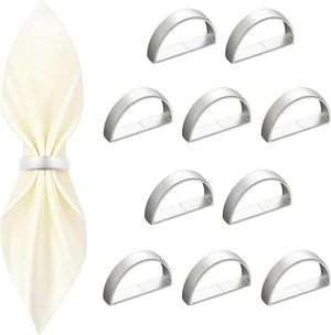 10 Pcs Silver Napkin Rings - Metal Napkin Ring(Semicircle) | Stainless Steel Napkin Rings for Table Settings Wedding Christmas Party Dinner Table 10 Pcs Silver Napkin Rings - Metal Napkin Ring(Semicircle) | Stainless Steel Napkin Rings for Table Settings Wedding Christmas Party Dinner Table