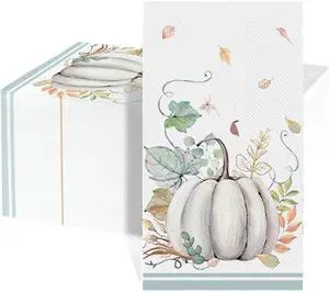 100Pcs Fall Paper Napkins, Leaf White Pumpkin 100Pcs Fall Paper Napkins, Leaf White Pumpkin