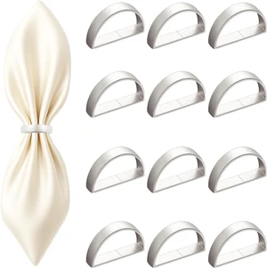 12 Pcs Stainless Steel Napkin Rings - Silver Napkin Holder(Semicircle) | Matt Gold Napkin Holder Buckles for Table Kitchen Dinner Party Wedding Christmas Party 12 Pcs Stainless Steel Napkin Rings - Silver Napkin Holder(Semicircle) | Matt Gold Napkin Holder Buckles for Table Kitchen Dinner Party Wedding Christmas Party