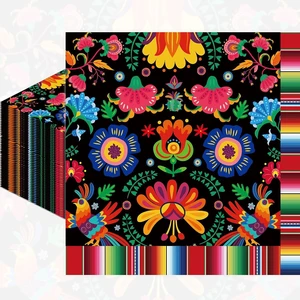 Pack of 50, Mexican Fiesta Napkins, Colorful Floral and Serape Stripe Design, Disposable Paper Napkins for Cinco de Mayo, Taco Night, Birthdays, Mexican-Themed Party Supplies, 13x13 Inches Unfolded Pack of 50, Mexican Fiesta Napkins, Colorful Floral and Serape Stripe Design, Disposable Paper Napkins for Cinco de Mayo, Taco Night, Birthdays, Mexican-Themed Party Supplies, 13x13 Inches Unfolded