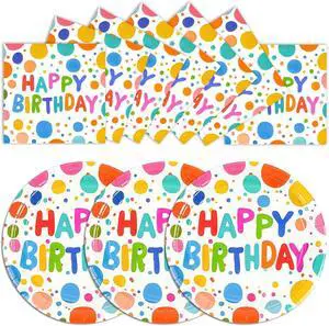 40PCS Happy Birthday Party Plates and Napkins,Includes Disposable Paper Plates and Napkins Birthday Dots Design Party Supplies for Adults and Kids Decorations (20 Guests ) 40PCS Happy Birthday Party Plates and Napkins,Includes Disposable Paper Plates and Napkins Birthday Dots Design Party Supplies for Adults and Kids Decorations (20 Guests )