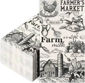 50Pcs Milk Farm Guest Napkins Cow House Disposable Paper Napkins Vintage Farmers Market Dinner Hand Towels for Country Breakfast Farm Birthday Party Supplies Table Decor 50Pcs Milk Farm Guest Napkins Cow House Disposable Paper Napkins Vintage Farmers Market Dinner Hand Towels for Country Breakfast Farm Birthday Party Supplies Table Decor