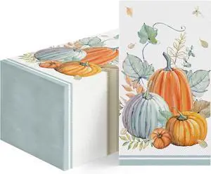 100Pcs Fall Paper Napkins, Watercolor Pumpkin 100Pcs Fall Paper Napkins, Watercolor Pumpkin