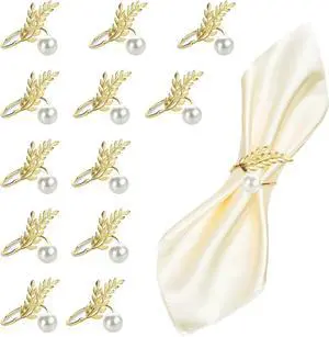 Gold Wheat Ear Pearl Shaped Napkin Rings Set of 12 | Gold Napkin Rings, Exquisite, Suitable for Family Dinner, Wedding, Party, Table Decoration, Christmas Gold Wheat Ear Pearl Shaped Napkin Rings Set of 12 | Gold Napkin Rings, Exquisite, Suitable for Family Dinner, Wedding, Party, Table Decoration, Christmas