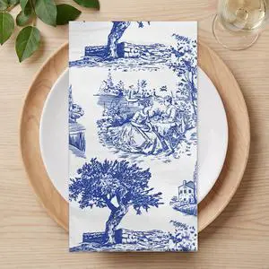 25 Pcs Blue Toile Decorative Paper Hand Towels, Vintage Countryside Disposable Guest Napkins for Bathroom, 3 Ply 4.3" x 7.5" Folded Seasonal Dinner Decorative for Wedding, Tea Party, Holiday 25 Pcs Blue Toile Decorative Paper Hand Towels, Vintage Countryside Disposable Guest Napkins for Bathroom, 3 Ply 4.3" x 7.5" Folded Seasonal Dinner Decorative for Wedding, Tea Party, Holiday