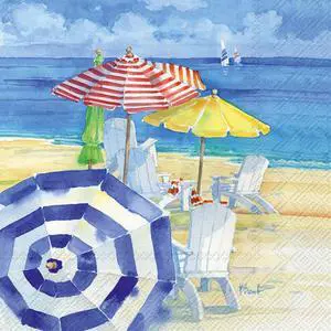 IHR 3-Ply Paper Napkins, 20-Count Cocktail Size, Watercolor Beach IHR 3-Ply Paper Napkins, 20-Count Cocktail Size, Watercolor Beach