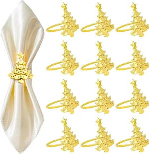 12pcs Christmas Napkin Rings, Gold Christmas Tree Napkin Rings Metal Napkin Holder for Xmas Holiday Party Dinner Table Decorations 12pcs Christmas Napkin Rings, Gold Christmas Tree Napkin Rings Metal Napkin Holder for Xmas Holiday Party Dinner Table Decorations