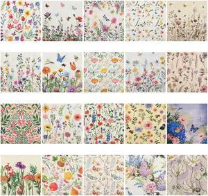 20 Pack Assorted Floral Napkins for Decoupage Wildflower Decorative Paper Napkins for Decoupage, Floral Cocktail Napkin 6.5'' for DIY Wedding Birthday Gift Party Baby Shower, 20 Styles 20 Pack Assorted Floral Napkins for Decoupage Wildflower Decorative Paper Napkins for Decoupage, Floral Cocktail Napkin 6.5'' for DIY Wedding Birthday Gift Party Baby Shower, 20 Styles