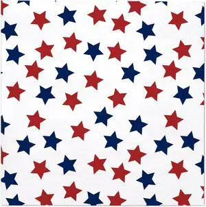 50Pcs 4th of July Star Paper Napkins - 3-Ply Red and Blue Star Disposable Luncheon Napkins for Independence Day, Summer Party and Memorial Day - 6.5 x 6.5 In 50Pcs 4th of July Star Paper Napkins - 3-Ply Red and Blue Star Disposable Luncheon Napkins for Independence Day, Summer Party and Memorial Day - 6.5 x 6.5 In