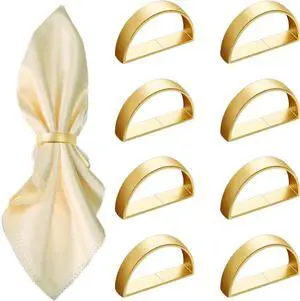 8 Pcs Matt Gold Napkin Rings - Metal Napkin Ring(Semicircle) | Stainless Steel Napkin Rings for Table Settings Wedding Christmas Party Dinner Table 8 Pcs Matt Gold Napkin Rings - Metal Napkin Ring(Semicircle) | Stainless Steel Napkin Rings for Table Settings Wedding Christmas Party Dinner Table