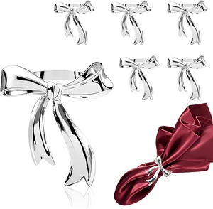 Silver Bow Napkin Rings Set of 6 Metal Bow Napkin Ring Holders for Valentine Day Wedding Banquet Decor,Elegant Butterfly Knot Napkin Rings for Holiday Party Birthday Dining Table Setting Silver Bow Napkin Rings Set of 6 Metal Bow Napkin Ring Holders for Valentine Day Wedding Banquet Decor,Elegant Butterfly Knot Napkin Rings for Holiday Party Birthday Dining Table Setting