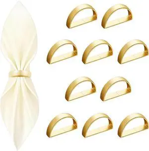 10 Pcs Gold Napkin Rings - Metal Napkin Ring(Semicircle) | Stainless Steel Napkin Rings for Table Settings Wedding Christmas Party Dinner Table 10 Pcs Gold Napkin Rings - Metal Napkin Ring(Semicircle) | Stainless Steel Napkin Rings for Table Settings Wedding Christmas Party Dinner Table