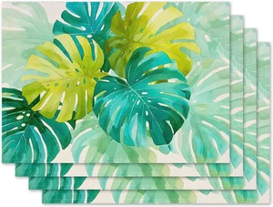 Palm Leaves Placemat Set of 4 Spring Summer Tropical Greenery Monstera Placemats Hawaii Seasonal Table Mats for Indoor Outdoor Home Kitchen Dining Decor Farmhouse Burlap Table Mats 12x18 Inch Palm Leaves Placemat Set of 4 Spring Summer Tropical Greenery Monstera Placemats Hawaii Seasonal Table Mats for Indoor Outdoor Home Kitchen Dining Decor Farmhouse Burlap Table Mats 12x18 Inch