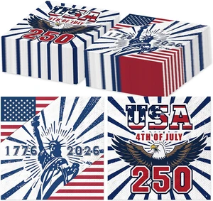 50 PCS 250th Anniversary Disposable Napkins, 4th of July American Flag Patriotic Paper Napkins for Independence, 1776-2026 Anniversary Patriotic Party Supplies Set with USA Eagle & Flag 50 PCS 250th Anniversary Disposable Napkins, 4th of July American Flag Patriotic Paper Napkins for Independence, 1776-2026 Anniversary Patriotic Party Supplies Set with USA Eagle & Flag