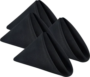 Set of 4 Black Cloth Napkins 17 x 17 Inches Solid Washable Polyester Dinner Napkins with Hemmed Edges for Dinners Parties Weddings Banquets Events Table Decoration Set of 4 Black Cloth Napkins 17 x 17 Inches Solid Washable Polyester Dinner Napkins with Hemmed Edges for Dinners Parties Weddings Banquets Events Table Decoration