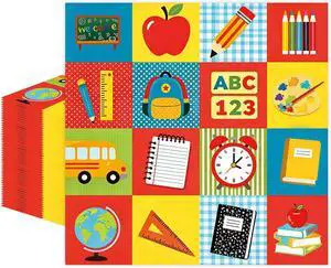 50 Pcs Back to School Paper Napkins 13 x 13 Inches, First Day of School Disposable Luncheon Dinner Party Napkins for Preschool Kindergarten Teacher Classroom Decorations (School) 50 Pcs Back to School Paper Napkins 13 x 13 Inches, First Day of School Disposable Luncheon Dinner Party Napkins for Preschool Kindergarten Teacher Classroom Decorations (School)