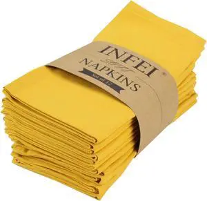 Solid Color Cotton Blended Dinner Cloth Napkins - Set of 12 (17 x 17 inches) - for Events & Home Use (Yellow) Solid Color Cotton Blended Dinner Cloth Napkins - Set of 12 (17 x 17 inches) - for Events & Home Use (Yellow)