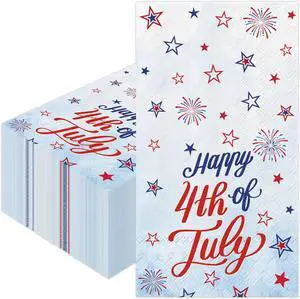 100 Pcs Patriotic Party Supplies,4th of July Disposable Napkins, Red White and Blue Star Cocktail Napkins for Independence Veterans Memorial Day Party Supplies 100 Pcs Patriotic Party Supplies,4th of July Disposable Napkins, Red White and Blue Star Cocktail Napkins for Independence Veterans Memorial Day Party Supplies