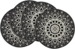 Black Mandala Round Placemats Set of 4,14 Inch Seasonal Spring Farmhouse Table Mats for Party Kitchen Dining Decoration Black Mandala Round Placemats Set of 4,14 Inch Seasonal Spring Farmhouse Table Mats for Party Kitchen Dining Decoration