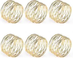 Napkin Rings, Metal Gold Round Napkin Rings Buckles for Table Decorations, Wedding, Dinner, Party, Set of 6 Napkin Rings, Metal Gold Round Napkin Rings Buckles for Table Decorations, Wedding, Dinner, Party, Set of 6