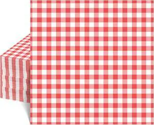 80 Pcs Red Gingham Napkins, 6.5" Red White Checkered Plaid Napkins 80 Pcs Red Gingham Napkins, 6.5" Red White Checkered Plaid Napkins
