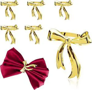 Bow Napkin Rings Set of 6 Gold Bow Napkin Holder Ring for Wedding Party Holiday Banquet Decor,Elegant Butterfly knot Napkin Ring for Birthday Anniversary Family Gathering Dinner Table Setting Bow Napkin Rings Set of 6 Gold Bow Napkin Holder Ring for Wedding Party Holiday Banquet Decor,Elegant Butterfly knot Napkin Ring for Birthday Anniversary Family Gathering Dinner Table Setting