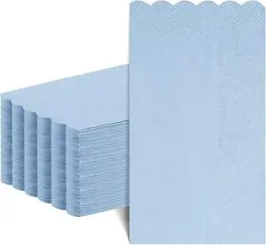 60 Pcs Light Blue Paper Napkins, 2 Ply Blue Disposable Guest Bathroom Hand Towels Scalloped Baby Shower Napkins Party Dinner Napkin for Wedding, Baby Bridal Shower, Birthday 60 Pcs Light Blue Paper Napkins, 2 Ply Blue Disposable Guest Bathroom Hand Towels Scalloped Baby Shower Napkins Party Dinner Napkin for Wedding, Baby Bridal Shower, Birthday