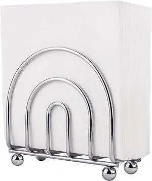 Chrome Paper Napkin Holder & Tissue Dispenser for Kitchen Countertops | Classic metal organizer for dining tables, picnics & patios. Stable dispenser perfect for indoor or outdoor entertaining. Chrome Paper Napkin Holder & Tissue Dispenser for Kitchen Countertops | Classic metal organizer for dining tables, picnics & patios. Stable dispenser perfect for indoor or outdoor entertaining.