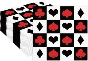 50PCS Casina Poker Party Napkins - Las Vegas Paper Napkins Bridge Beverage Napkins Folded 6.5 x 6.5 Inches Cocktail Napkins Disposable Paper Napkins for Casina Poker Theme Birthday Party Supplies 50PCS Casina Poker Party Napkins - Las Vegas Paper Napkins Bridge Beverage Napkins Folded 6.5 x 6.5 Inches Cocktail Napkins Disposable Paper Napkins for Casina Poker Theme Birthday Party Supplies