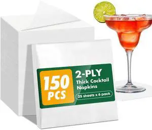 150 Count Disposable White Cocktail Beverage Napkins for Party Bar 150 Count Disposable White Cocktail Beverage Napkins for Party Bar