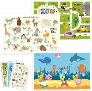 Disposable Placemats for Baby, 60 Pack Sticky Toddler Placemat for Restaurants, Dining Table, Party, Travel, 12" x 18" with 3 Designs Disposable Placemats for Baby, 60 Pack Sticky Toddler Placemat for Restaurants, Dining Table, Party, Travel, 12" x 18" with 3 Designs
