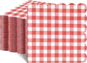 80 Pcs Red Gingham Napkins 6.5 In Red and White Paper Napkins 80 Pcs Red Gingham Napkins 6.5 In Red and White Paper Napkins
