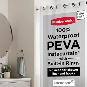 Frosty, 71 x 74, Waterproof Heavyweight 8g PEVA Instacurtain for Bathroom with Weighted Magnets and Black Built-in Rustproof Rings, Frosty No Hook 3-in-1 Shower Curtain Frosty, 71 x 74, Waterproof Heavyweight 8g PEVA Instacurtain for Bathroom with Weighted Magnets and Black Built-in Rustproof Rings, Frosty No Hook 3-in-1 Shower Curtain
