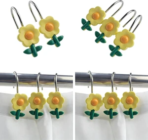 Colorful Sun Flower Shower Rings S/12 Decorative Rust Proof Rose Shower Curtain Hooks Pack of 12 Sun Flower Shower Curtain Rings Set of 12 Colorful Sun Flower Shower Rings S/12 Decorative Rust Proof Rose Shower Curtain Hooks Pack of 12 Sun Flower Shower Curtain Rings Set of 12