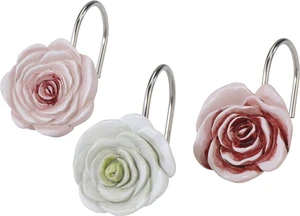 Easy Hanging, 12 Pack, Floral Shower Curtain Hooks Easy Hanging, 12 Pack, Floral Shower Curtain Hooks