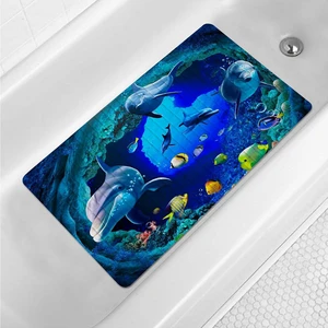 Navy Blue Non Slip Bath Tub Mat Ocean Shower Mat Non-Slip Cute Dolphin Blue Sea Ocean Fish Bathtub Mats with Suction Cups and Drain Holes Bathroom Soft Showermat 15"x27" Navy Blue Non Slip Bath Tub Mat Ocean Shower Mat Non-Slip Cute Dolphin Blue Sea Ocean Fish Bathtub Mats with Suction Cups and Drain Holes Bathroom Soft Showermat 15"x27"