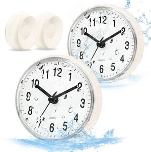 2PC), Bedroom (White, Kitchen, Battery Operated Wall Clock for Toilet, Water Proof, Waterproof Bathroom Shower Clock with Large Suction Cup - Silent 2PC), Bedroom (White, Kitchen, Battery Operated Wall Clock for Toilet, Water Proof, Waterproof Bathroom Shower Clock with Large Suction Cup - Silent