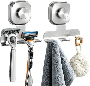 Towel Hanger, No-Drill Shower Hooks for Shaver, Suction Cup Razor Holder Towel Hanger, No-Drill Shower Hooks for Shaver, Suction Cup Razor Holder