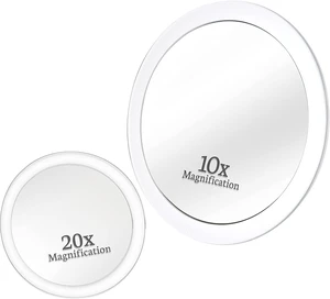 6" & 4", 3 Suction Cups Each, 20X & 10X Magnifying Mirror Set 6" & 4", 3 Suction Cups Each, 20X & 10X Magnifying Mirror Set