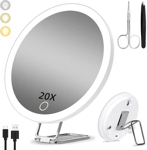 20X Magnifying Mirror w/ LightLighted Magnifying Mirror w/ 3 Suction Cups & 360° StandRechargeable 3 Colors Dimming Vanity Mirror6inch Large Tabletop Makeup Mirror w/ Tweezers & Scissors 20X Magnifying Mirror w/ LightLighted Magnifying Mirror w/ 3 Suction Cups & 360° StandRechargeable 3 Colors Dimming Vanity Mirror6inch Large Tabletop Makeup Mirror w/ Tweezers & Scissors