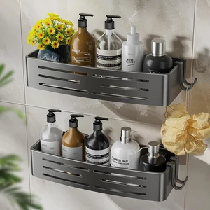 Waterproof Rustproof Shower Bathroom Accessories Decor(Gray), Large Capacity Bathroom Organizers and Storage, 2 Pack Shower Shelves with Hooks No Drilling Removable, Shower Caddy Suction Cup Waterproof Rustproof Shower Bathroom Accessories Decor(Gray), Large Capacity Bathroom Organizers and Storage, 2 Pack Shower Shelves with Hooks No Drilling Removable, Shower Caddy Suction Cup