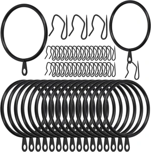 for Window Door Shower Curtain, Drape Sliding Eyelet Ring Metal Curtain Hooks, 60Pcs 50mm/2" Inner Diameter Black Metal Curtain Ring with Pin-on Drapery Hooks Assortment Kit for Window Door Shower Curtain, Drape Sliding Eyelet Ring Metal Curtain Hooks, 60Pcs 50mm/2" Inner Diameter Black Metal Curtain Ring with Pin-on Drapery Hooks Assortment Kit