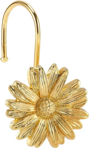 Bathroom Daisy Flowers Heavy Duty Design Beautiful Floral Decoration (Gold), Set of 12, Rust-Resistant Hooks for Shower Curtain Rods, Metal Daisy Shower Curtain Hooks Bathroom Daisy Flowers Heavy Duty Design Beautiful Floral Decoration (Gold), Set of 12, Rust-Resistant Hooks for Shower Curtain Rods, Metal Daisy Shower Curtain Hooks