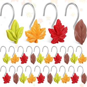 24 Pcs Maple Leaf Shower Curtain Hooks Fall Autumn Decorative Green Orange Red Maple Leaves Shower Curtain Hooks Metal Rustproof Hangers Rings for Bathroom Thanksgiving Decor 24 Pcs Maple Leaf Shower Curtain Hooks Fall Autumn Decorative Green Orange Red Maple Leaves Shower Curtain Hooks Metal Rustproof Hangers Rings for Bathroom Thanksgiving Decor