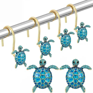 12 Pcs Sea Turtles Shower Curtain Hooks Rings 12 Pcs Sea Turtles Shower Curtain Hooks Rings