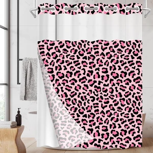 Hookless Shower Curtain Pink Leopard Shower Curtain with Liner Hookless Shower Curtain Pink Leopard Shower Curtain with Liner