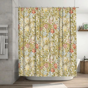 72" Wx72 L, Lily Art Nouveau Floral Home Bathroom Bathtubs Decor Washable Durable Fabric, Bath Curtains Waterproof Polyester Fabric, William Morris Shower Curtain Set with 12 Hooks 72" Wx72 L, Lily Art Nouveau Floral Home Bathroom Bathtubs Decor Washable Durable Fabric, Bath Curtains Waterproof Polyester Fabric, William Morris Shower Curtain Set with 12 Hooks