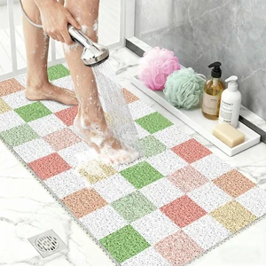 Multicoloured Checkered, Home, Floor, Tub, Hotel, Kitchen, Soft Trimmable PVC Loofah Massage Bathmat for Shower, Quick Drying Mats with Drain Hole, Non Slip Loofah Shower Mat 32"x16" Multicoloured Checkered, Home, Floor, Tub, Hotel, Kitchen, Soft Trimmable PVC Loofah Massage Bathmat for Shower, Quick Drying Mats with Drain Hole, Non Slip Loofah Shower Mat 32"x16"